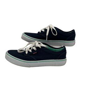 Vans Womens Size 4 Navy Lace-Up Sneakers With Aqua & White Accents